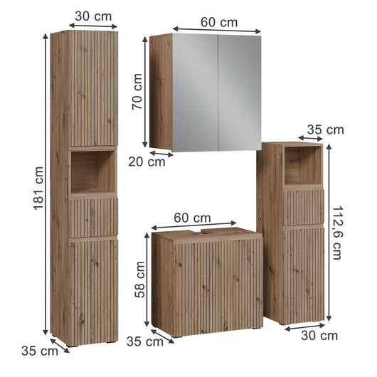 Vicco Set di mobili da bagno Artigiano 4 parti