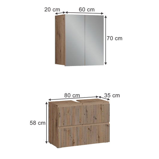 Vicco Set di mobili da bagno Artigiano 2 parti