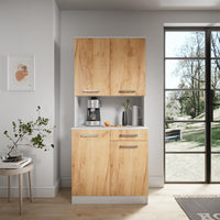 Vicco Buffet da cucina Rovere bianco/dorato 83.6 x 188.5 cm con 4 porte e 1 cassetto