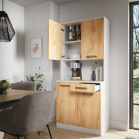 Vicco Buffet da cucina Rovere bianco/dorato 83.6 x 188.5 cm con 4 porte e 1 cassetto