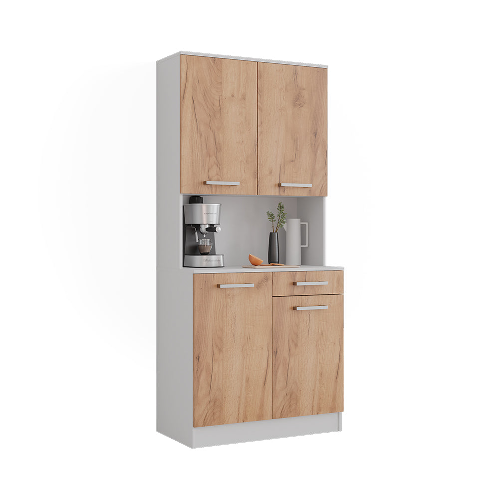 Vicco Buffet da cucina Rovere bianco/dorato 83.6 x 188.5 cm con 4 porte e 1 cassetto