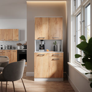 Vicco Buffet da cucina Rovere bianco/dorato 83.6 x 188.5 cm con 4 porte e 1 cassetto