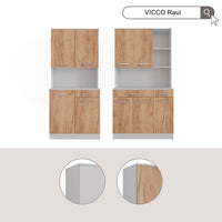 Vicco Buffet da cucina Rovere bianco/dorato 83.6 x 188.5 cm con 4 porte e 1 cassetto