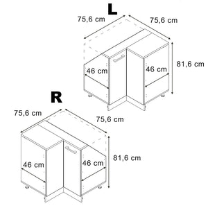 Vicco Mobile sottotetto Mobile angolare Casa di campagna antracite/antracite 75.6 x 81.6 cm con 1 porta