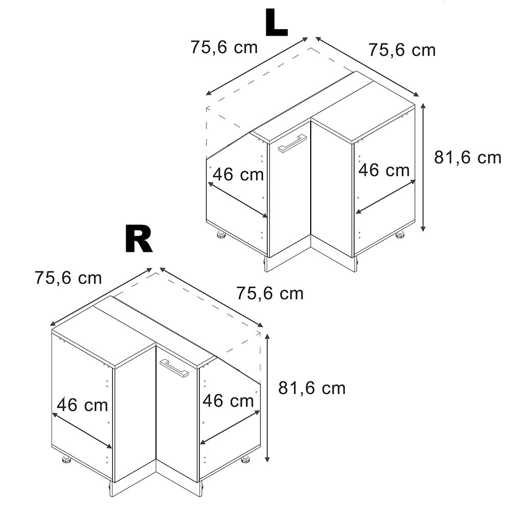 Vicco Mobile sottotetto Mobile angolare Rovere artigianale/antracite 75.6 x 81.6 cm con 1 porta