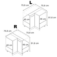 Vicco Mobile sottotetto Mobile angolare Rovere artigianale/antracite 75.6 x 81.6 cm con 1 porta