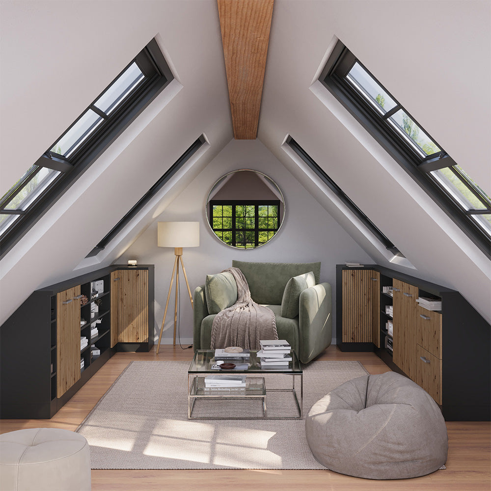 Vicco Mobile sottotetto Mobile angolare Rovere artigianale/antracite 75.6 x 81.6 cm con 1 porta