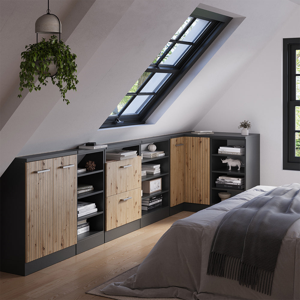 Vicco Mobile sottotetto Mobile angolare Rovere artigianale/antracite 75.6 x 81.6 cm con 1 porta