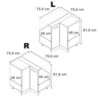 Vicco Mobile sottotetto Mobile angolare Calcestruzzo/antracite 75.6 x 81.6 cm con 1 porta