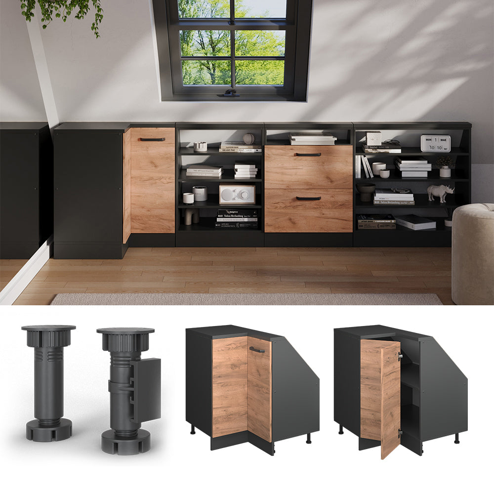 Vicco Mobile sottotetto Mobile angolare Quercia dorata/antracite 75.6 x 81.6 cm con 1 porta