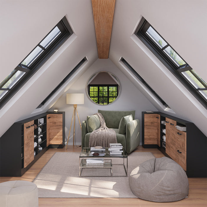 Vicco Mobile sottotetto Mobile angolare Quercia dorata/antracite 75.6 x 81.6 cm con 1 porta