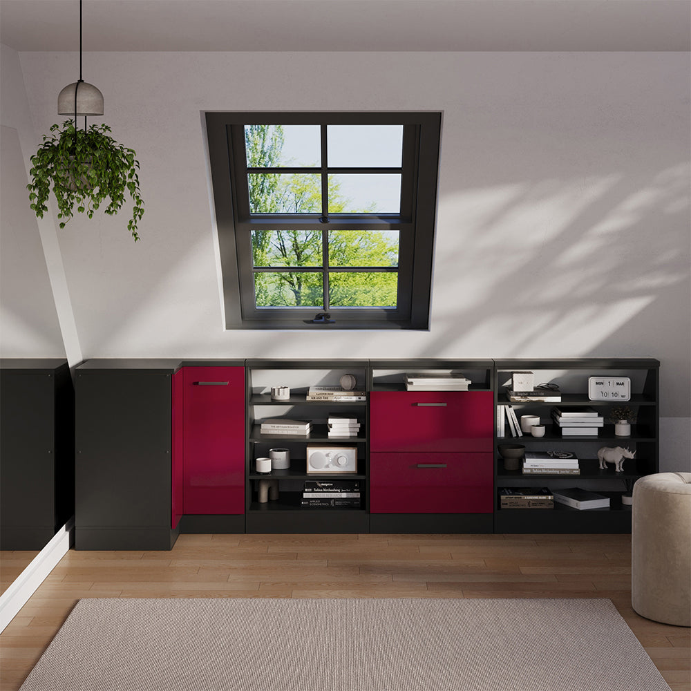 Vicco Mobile sottotetto Mobile angolare Rosso lucido/antracite 75.6 x 81.6 cm con 1 porta