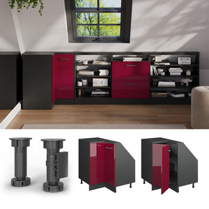 Vicco Mobile sottotetto Mobile angolare Rosso lucido/antracite 75.6 x 81.6 cm con 1 porta
