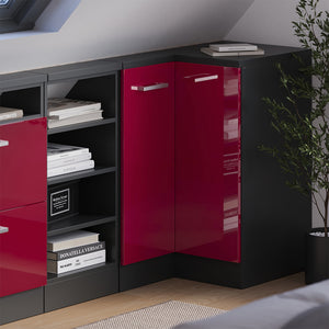 Vicco Mobile sottotetto Mobile angolare Rosso lucido/antracite 75.6 x 81.6 cm con 1 porta
