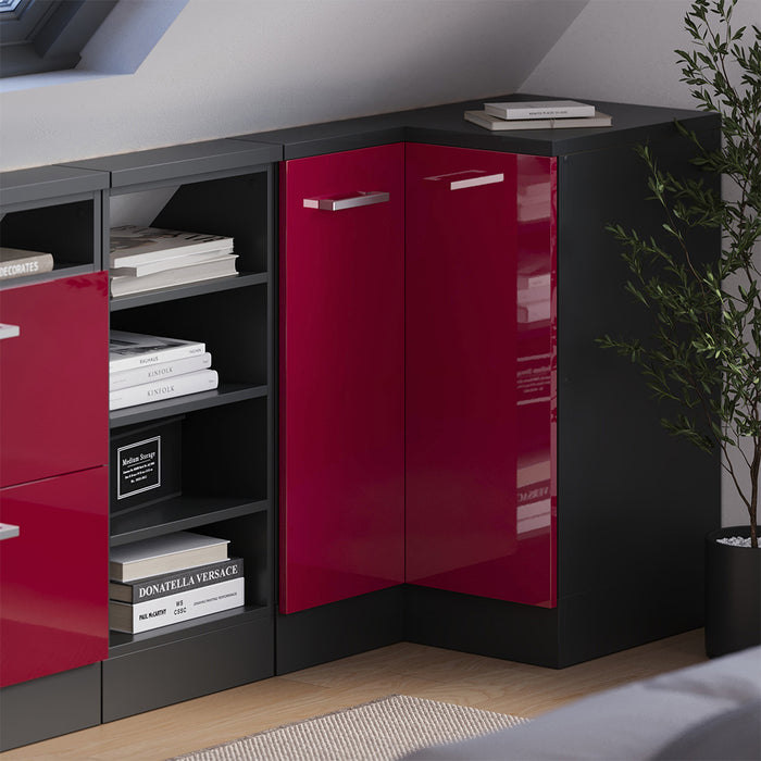 Vicco Mobile sottotetto Mobile angolare Rosso lucido/antracite 75.6 x 81.6 cm con 1 porta