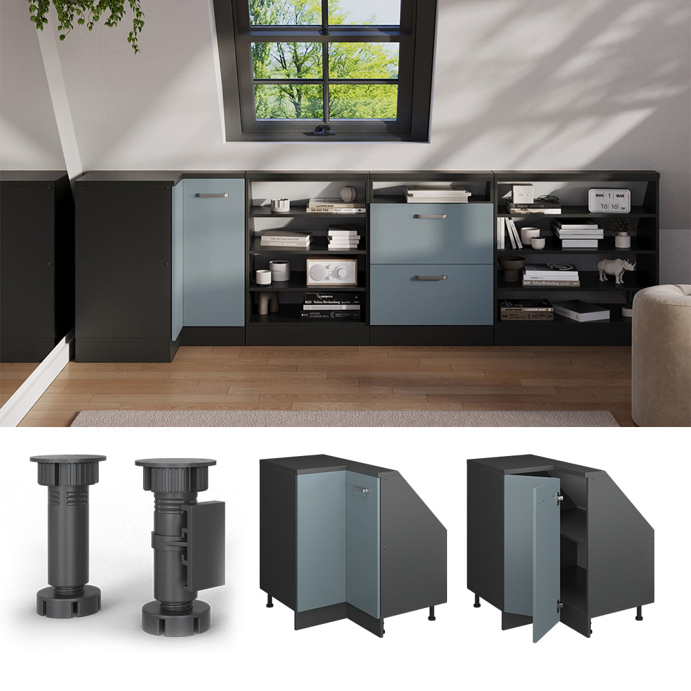 Vicco Mobile sottotetto Mobile angolare Blu-grigio/antracite 75.6 x 81.6 cm con 1 porta