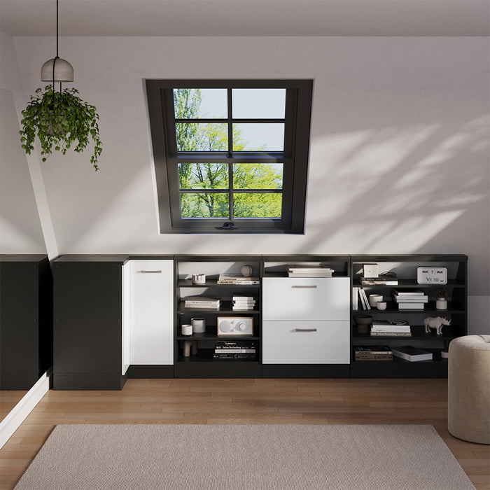 Vicco Mobile sottotetto Mobile angolare Bianco lucido/antracite 75.6 x 81.6 cm con 1 porta