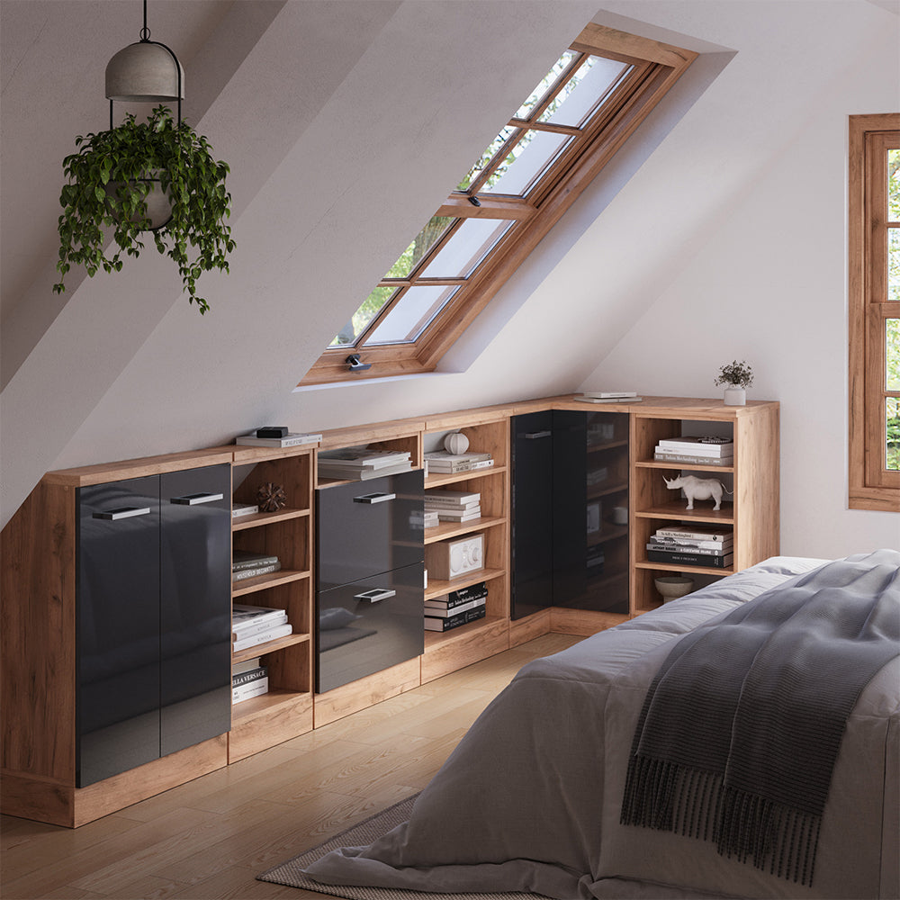 Vicco Mobile sottotetto Mobile angolare Antracite lucido/oro power oak 75.6 x 81.6 cm con 1 porta