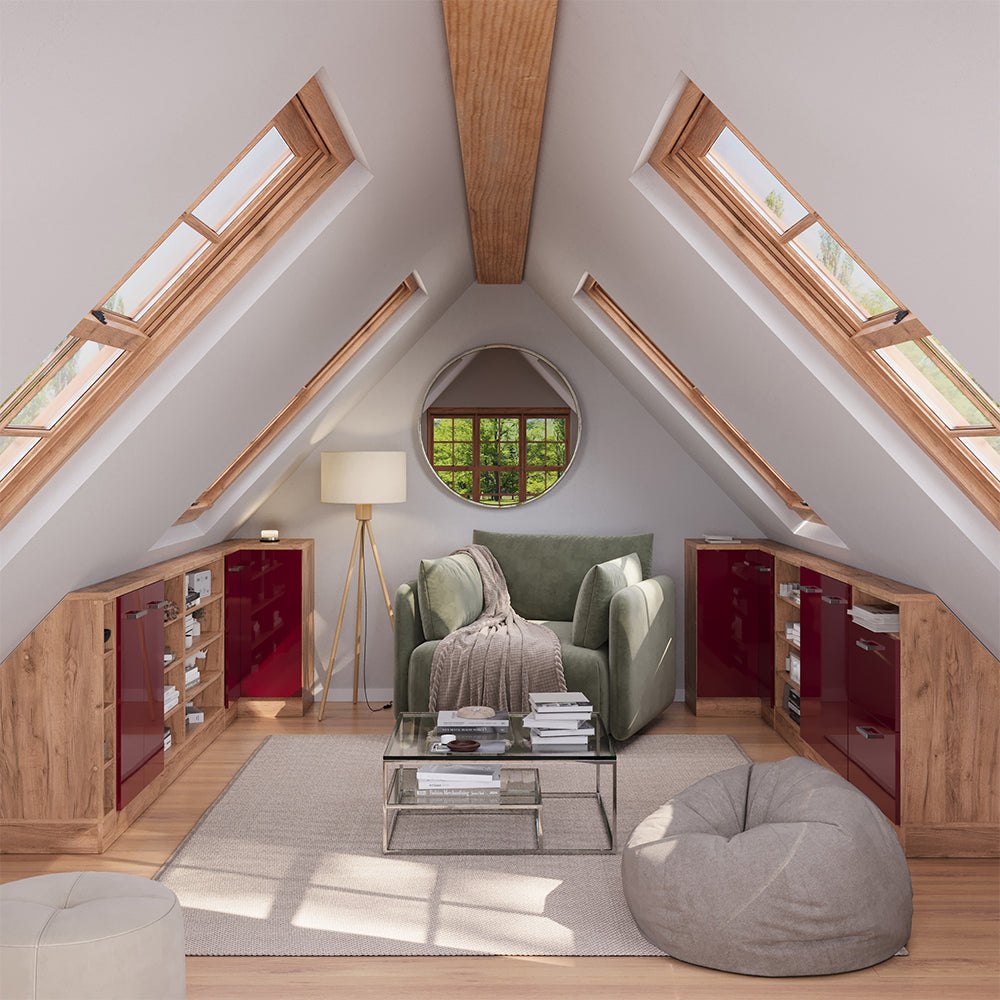 Vicco Mobile cucina angolare per sottotetto Rosso lucido 75.6 cm con 1 porta