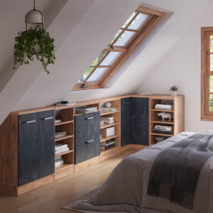 Vicco Mobile sottotetto Mobile angolare Calcestruzzo nero/quercia dorata 75.6 x 81.6 cm con 1 porta