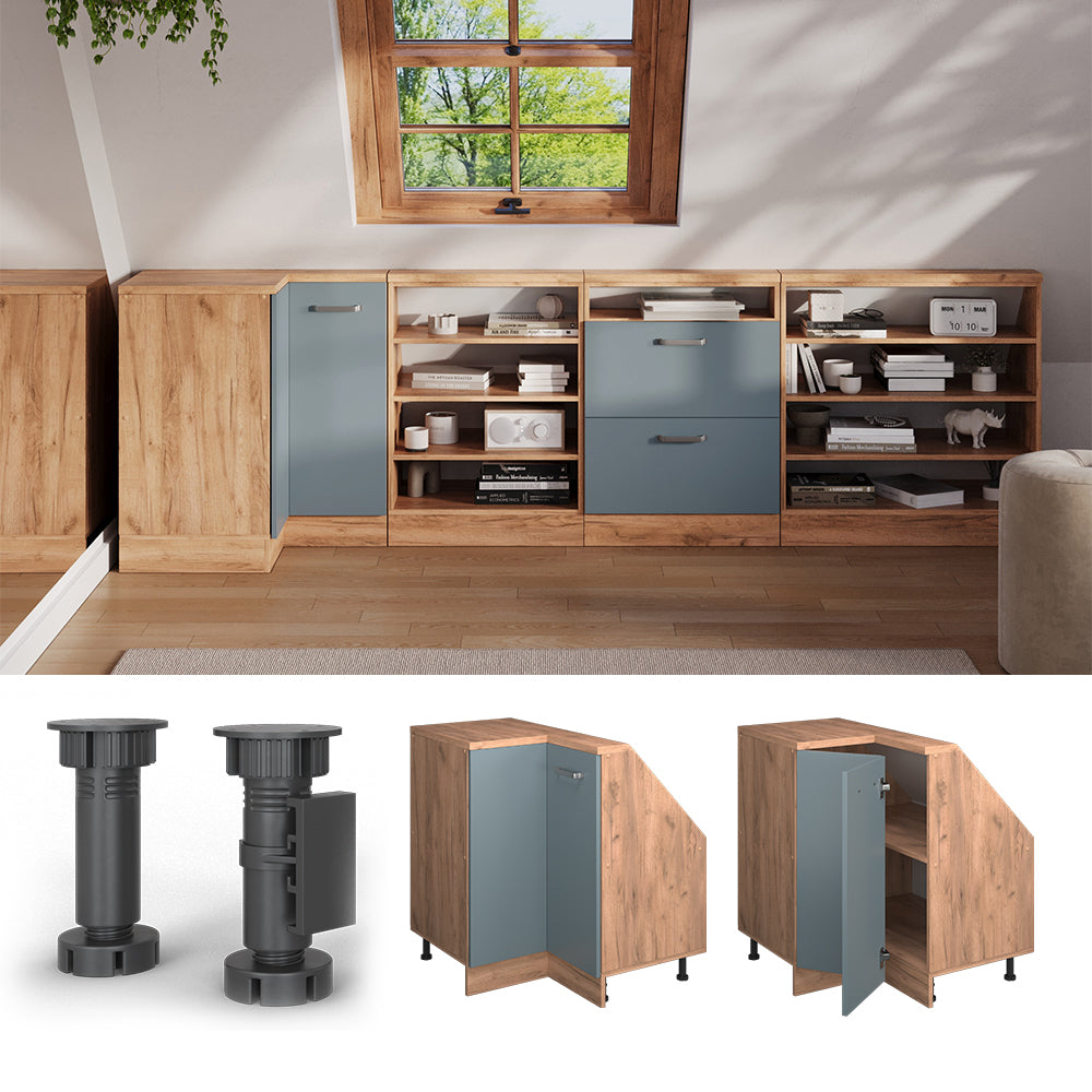 Vicco Mobile sottotetto Mobile angolare Rovere blu-grigio/oro 75.6 x 81.6 cm con 1 porta