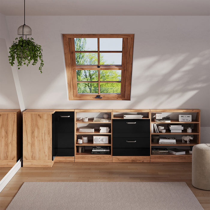 Vicco Mobile sottotetto Mobile angolare Rovere nero/oro lucido 75.6 x 81.6 cm con 1 porta