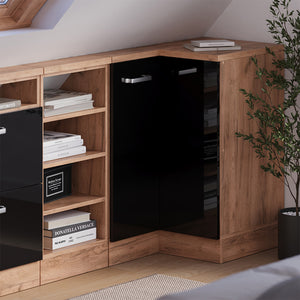 Vicco Mobile sottotetto Mobile angolare Rovere nero/oro lucido 75.6 x 81.6 cm con 1 porta