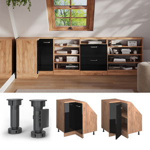 Vicco Mobile sottotetto Mobile angolare Rovere nero/oro lucido 75.6 x 81.6 cm con 1 porta