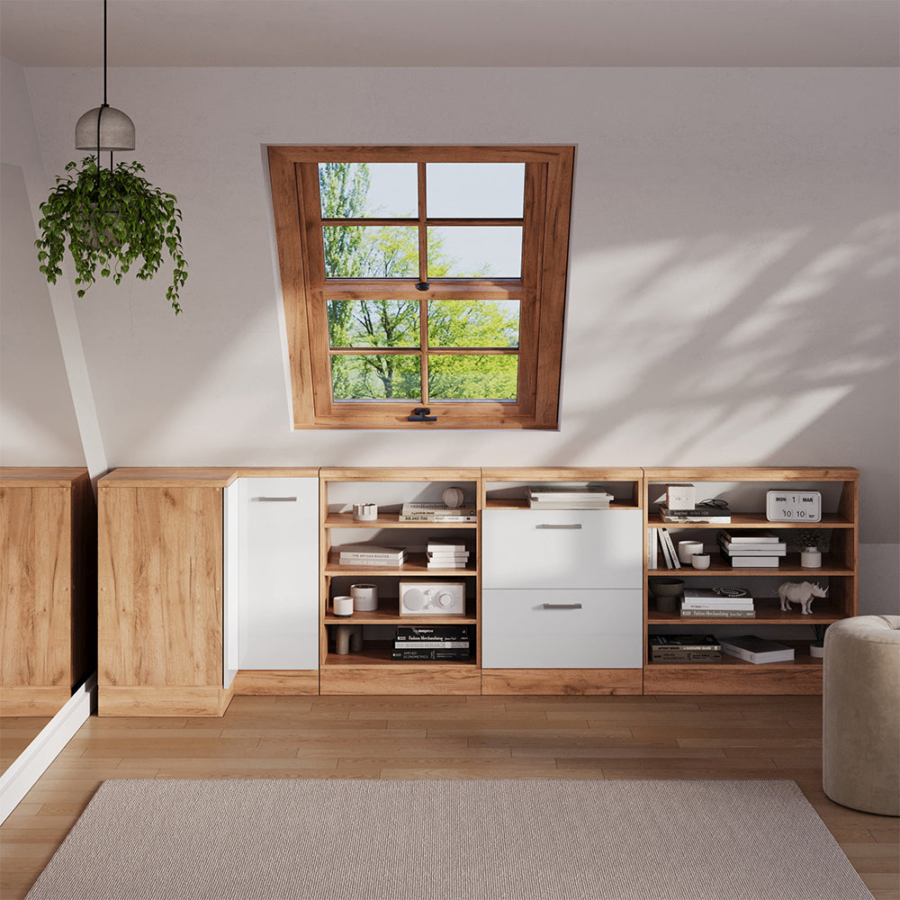 Vicco Mobile sottotetto Mobile angolare Bianco lucido/oro power oak 75.6 x 81.6 cm con 1 porta