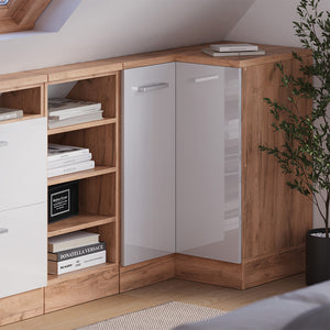 Vicco Mobile sottotetto Mobile angolare Bianco lucido/oro power oak 75.6 x 81.6 cm con 1 porta