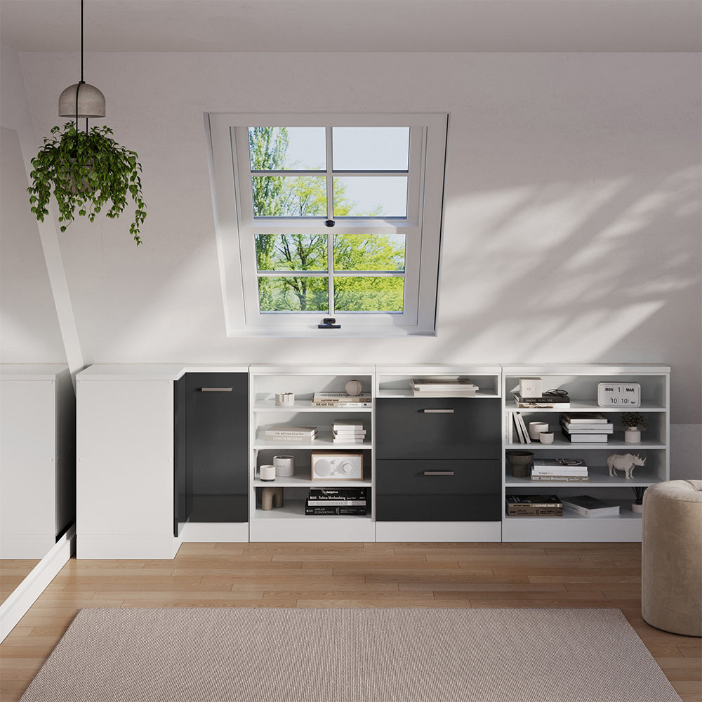 Vicco Mobile sottotetto Mobile angolare Antracite lucido/bianco 75.6 x 81.6 cm con 1 porta