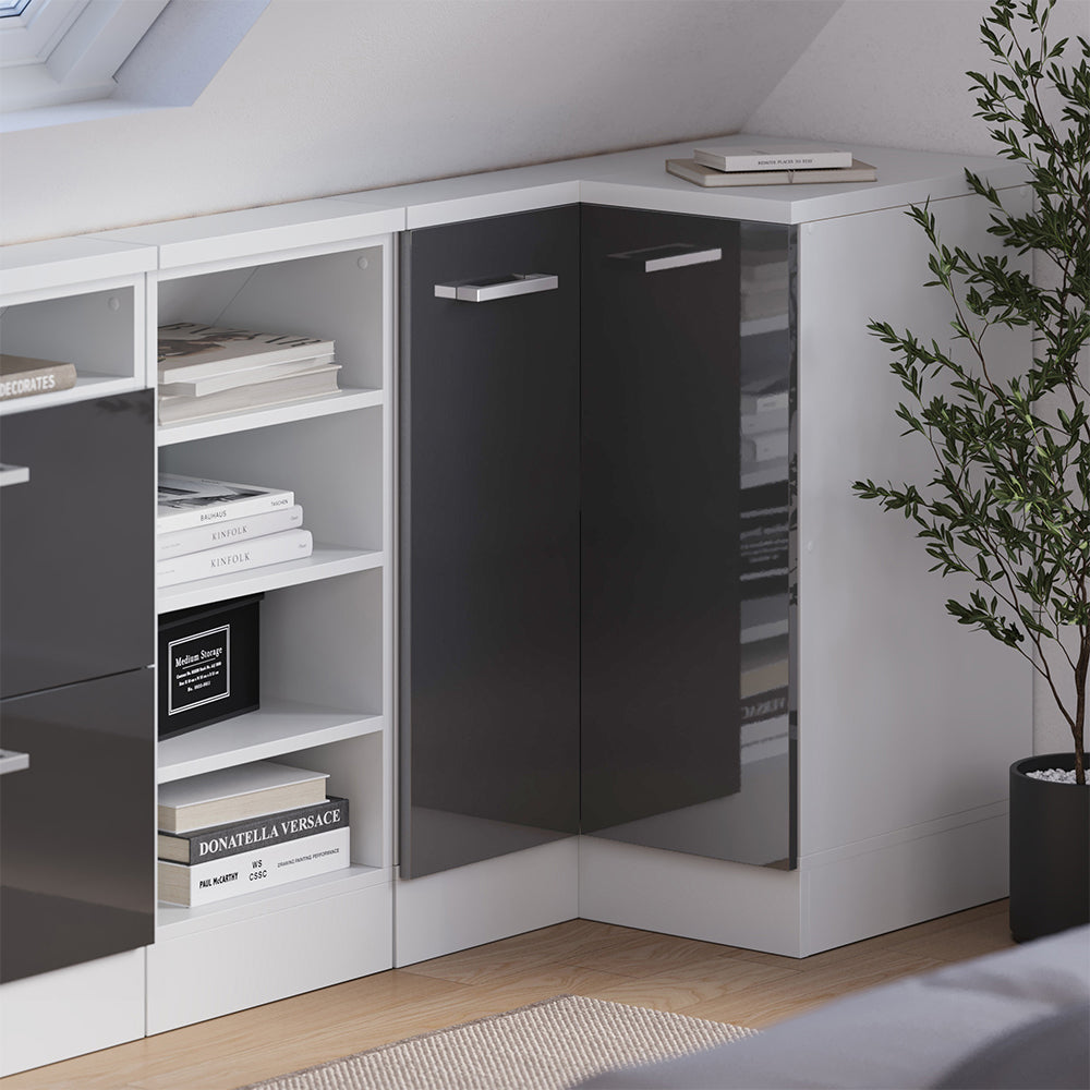Vicco Mobile sottotetto Mobile angolare Antracite lucido/bianco 75.6 x 81.6 cm con 1 porta