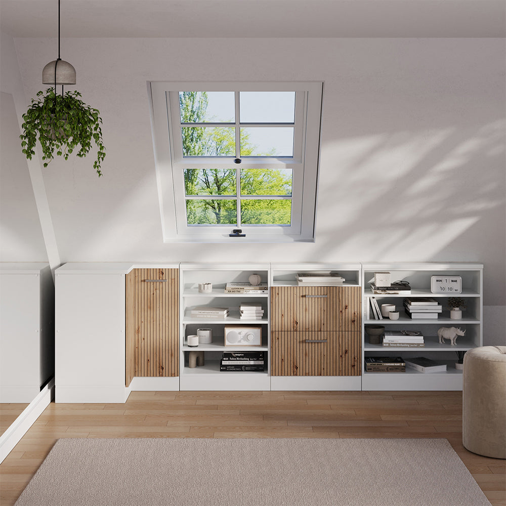 Vicco Mobile sottotetto Mobile angolare Rovere artigianale/bianco 75.6 x 81.6 cm con 1 porta