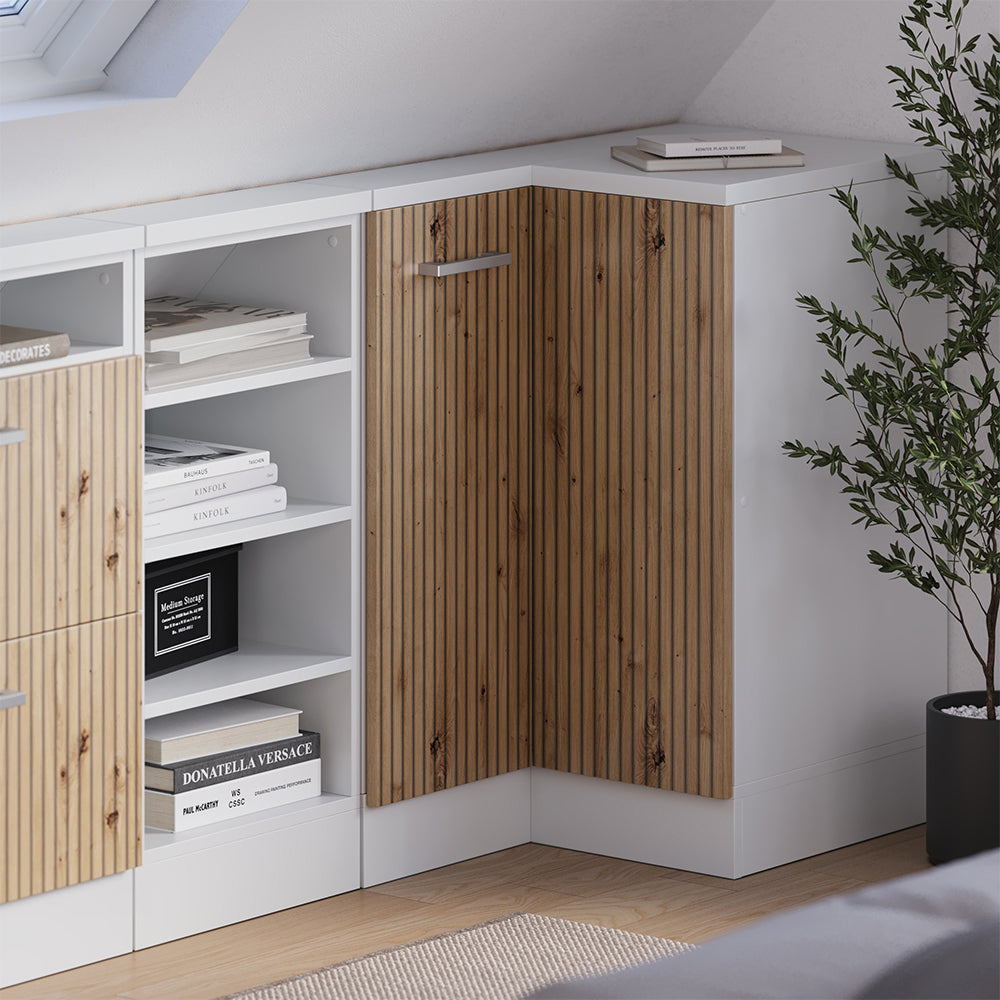 Vicco Mobile sottotetto Mobile angolare Rovere artigianale/bianco 75.6 x 81.6 cm con 1 porta