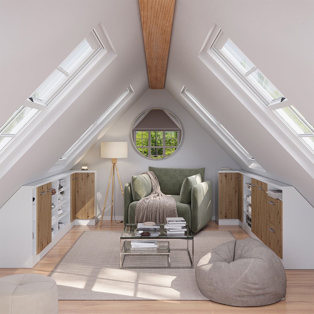 Vicco Mobile sottotetto Mobile angolare Rovere artigianale/bianco 75.6 x 81.6 cm con 1 porta