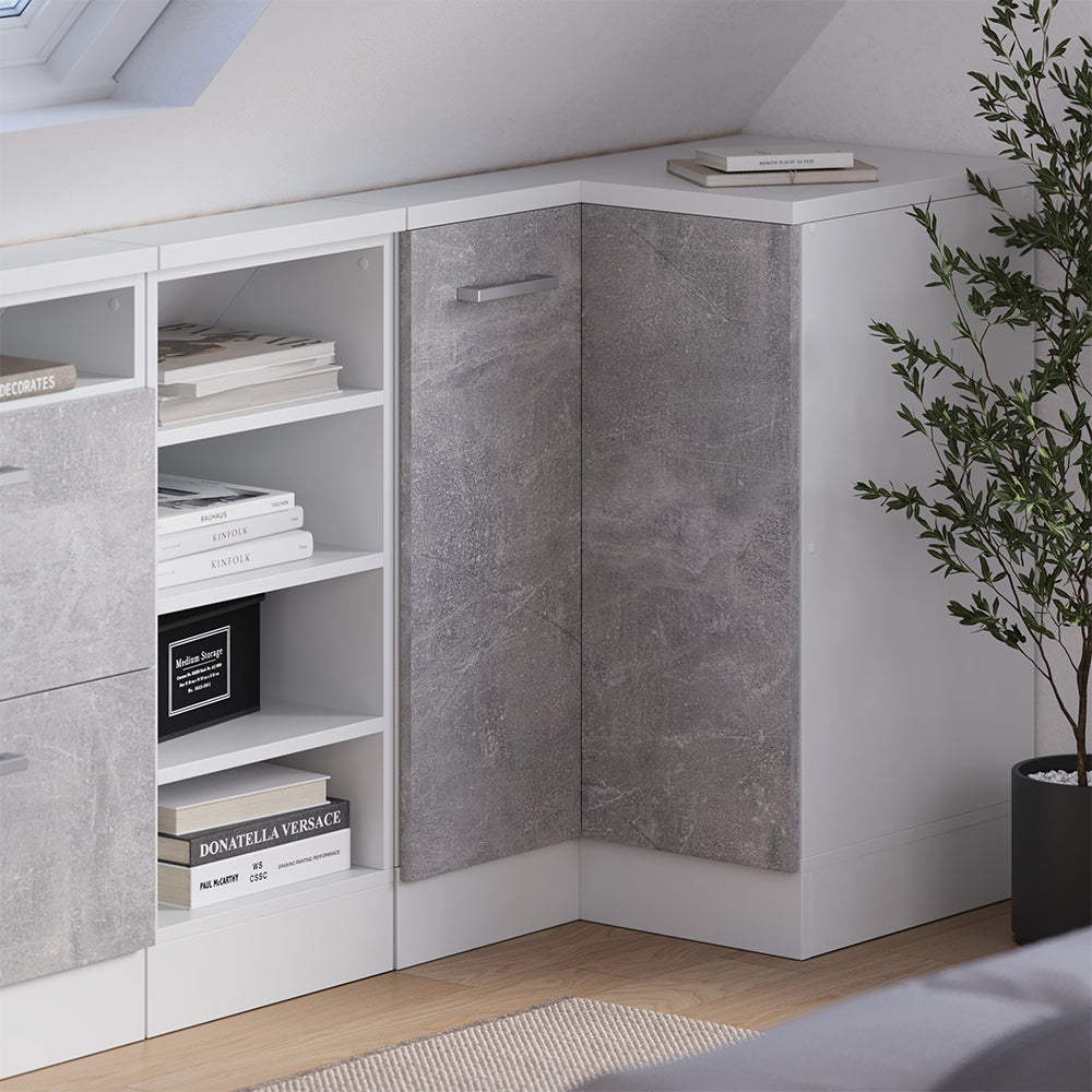 Vicco Mobile sottotetto Mobile angolare Cemento/Bianco 75.6 x 81.6 cm con 1 porta