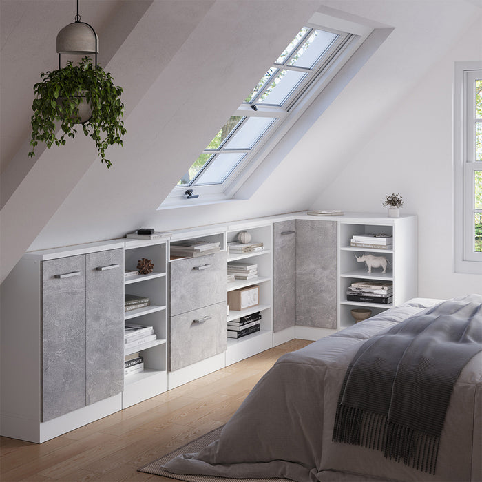Vicco Mobile sottotetto Mobile angolare Cemento/Bianco 75.6 x 81.6 cm con 1 porta