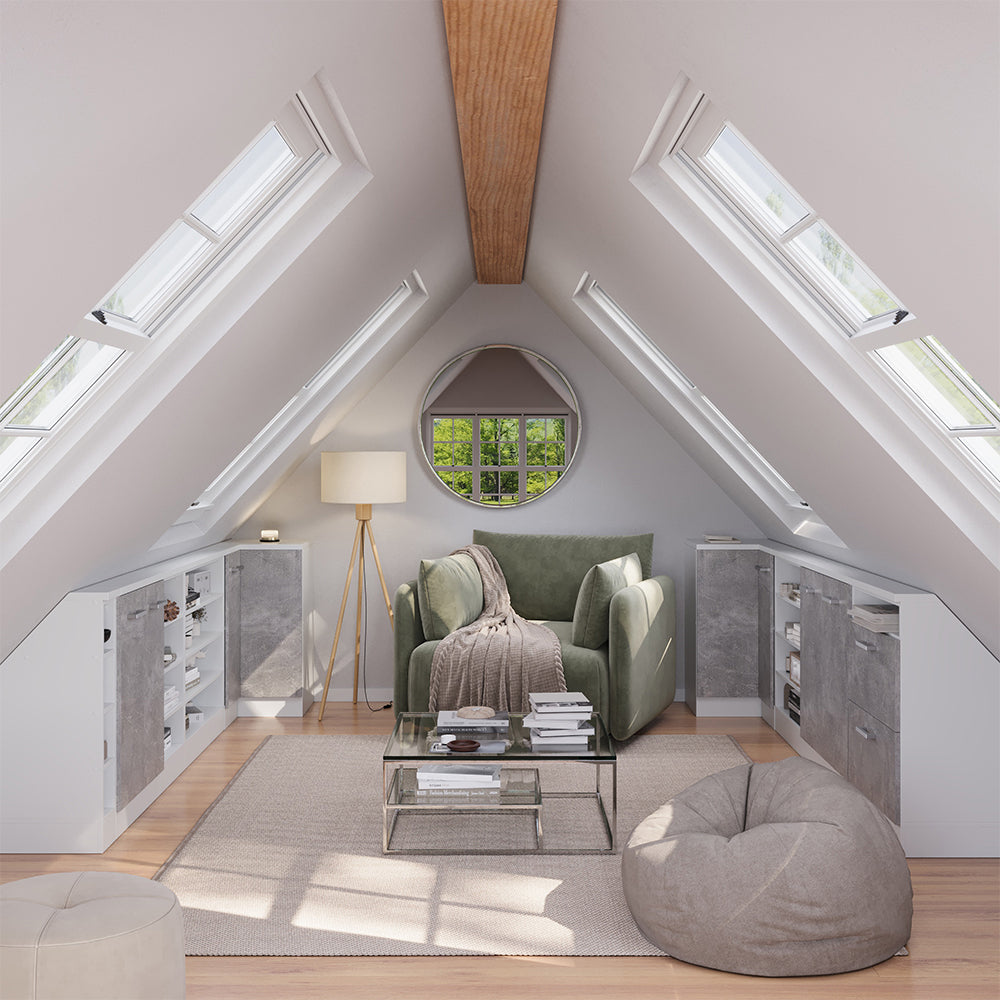 Vicco Mobile sottotetto Mobile angolare Cemento/Bianco 75.6 x 81.6 cm con 1 porta