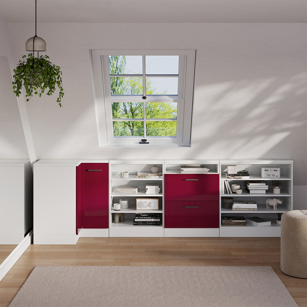 Vicco Mobile sottotetto Mobile angolare Rosso lucido/bianco 75.6 x 81.6 cm con 1 porta