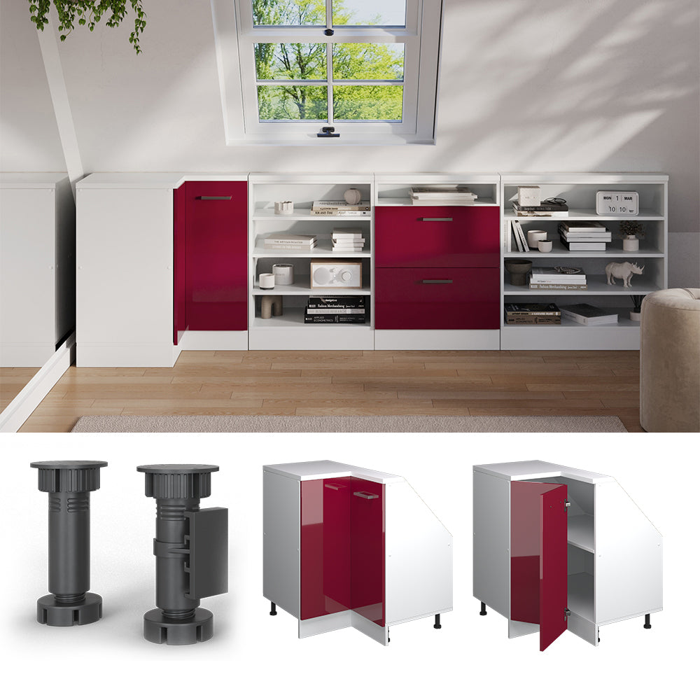 Vicco Mobile sottotetto Mobile angolare Rosso lucido/bianco 75.6 x 81.6 cm con 1 porta