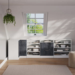 Vicco Mobile sottotetto Mobile angolare Nero cemento/bianco 75.6 x 81.6 cm con 1 porta