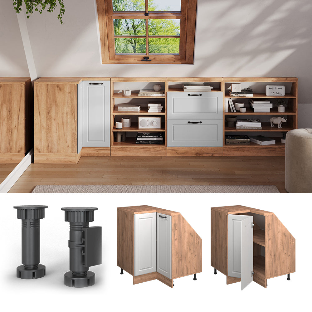 Vicco Mobile sottotetto Mobile angolare Casa di campagna bianca/quercia dorata 75.6 x 81.6 cm con 1 porta