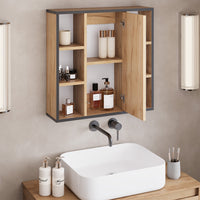 Vicco Specchio contenitore bagno Quercia dorata 60 x 59.2 cm Con ripiani e porta a specchio