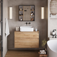 Vicco Specchio contenitore bagno Quercia dorata 60 x 59.2 cm Con ripiani e porta a specchio