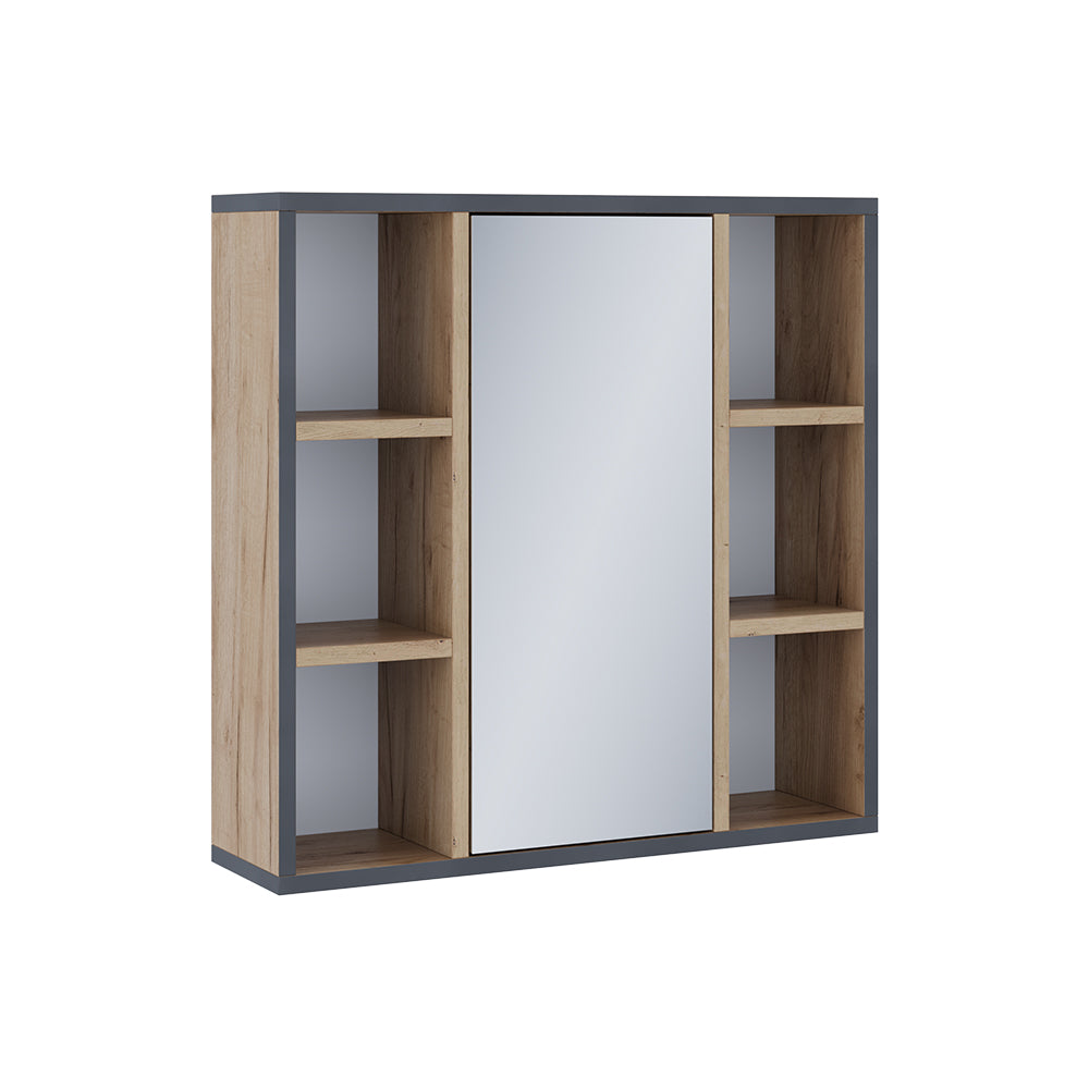 Vicco Specchio contenitore bagno Quercia dorata 60 x 59.2 cm Con ripiani e porta a specchio