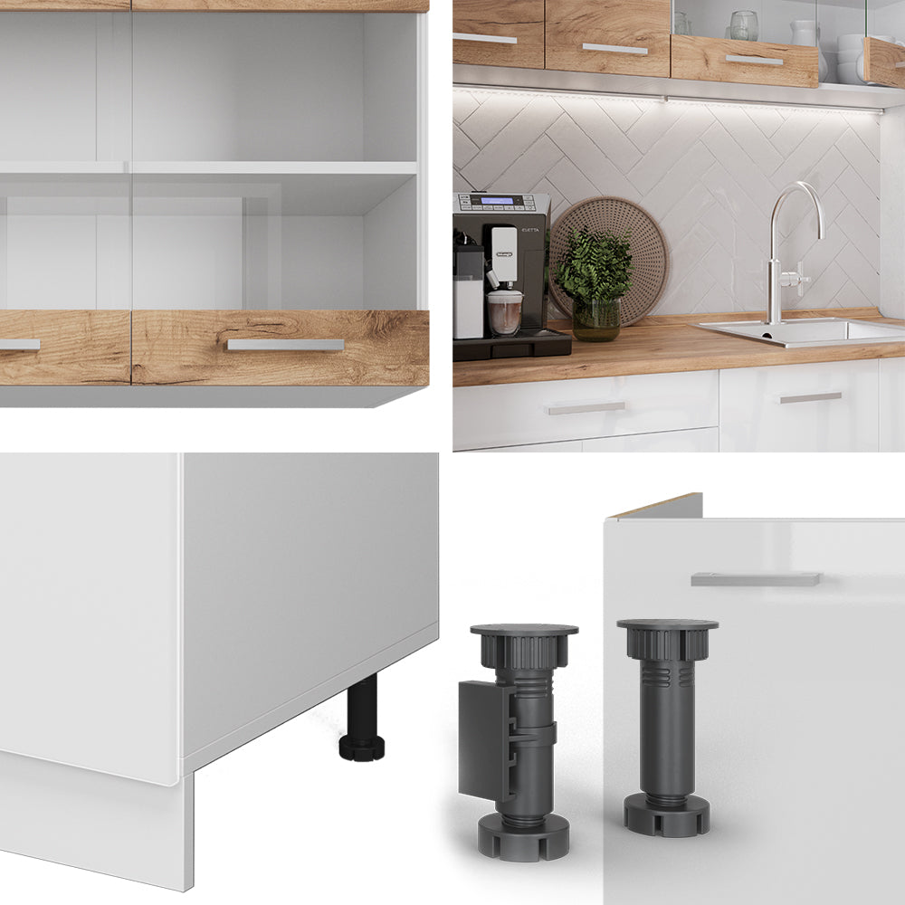 Vicco Cucina monoblocco Quercia dorata/bianco 140 cm mobili bicolore, PT Rovere