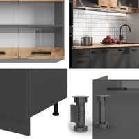 Vicco Cucina componibile Quercia dorata/antracite 300 cm mobili bicolore, PT Rovere