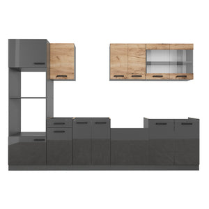 Vicco Cucina componibile Quercia dorata/antracite 300 cm mobili bicolore, PT Rovere