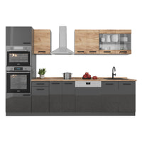 Vicco Cucina componibile Quercia dorata/antracite 300 cm mobili bicolore, PT Rovere