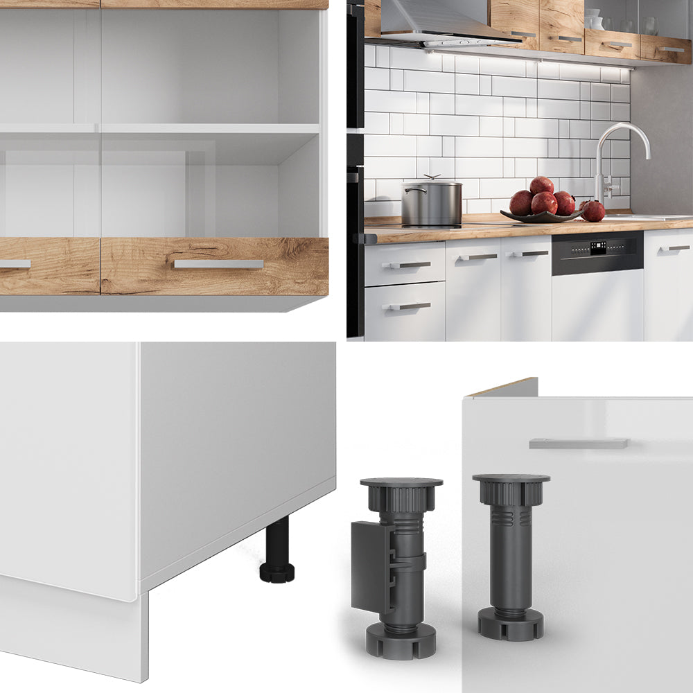 Vicco Cucina componibile Quercia dorata/bianco 300 cm mobili bicolore, PT Rovere